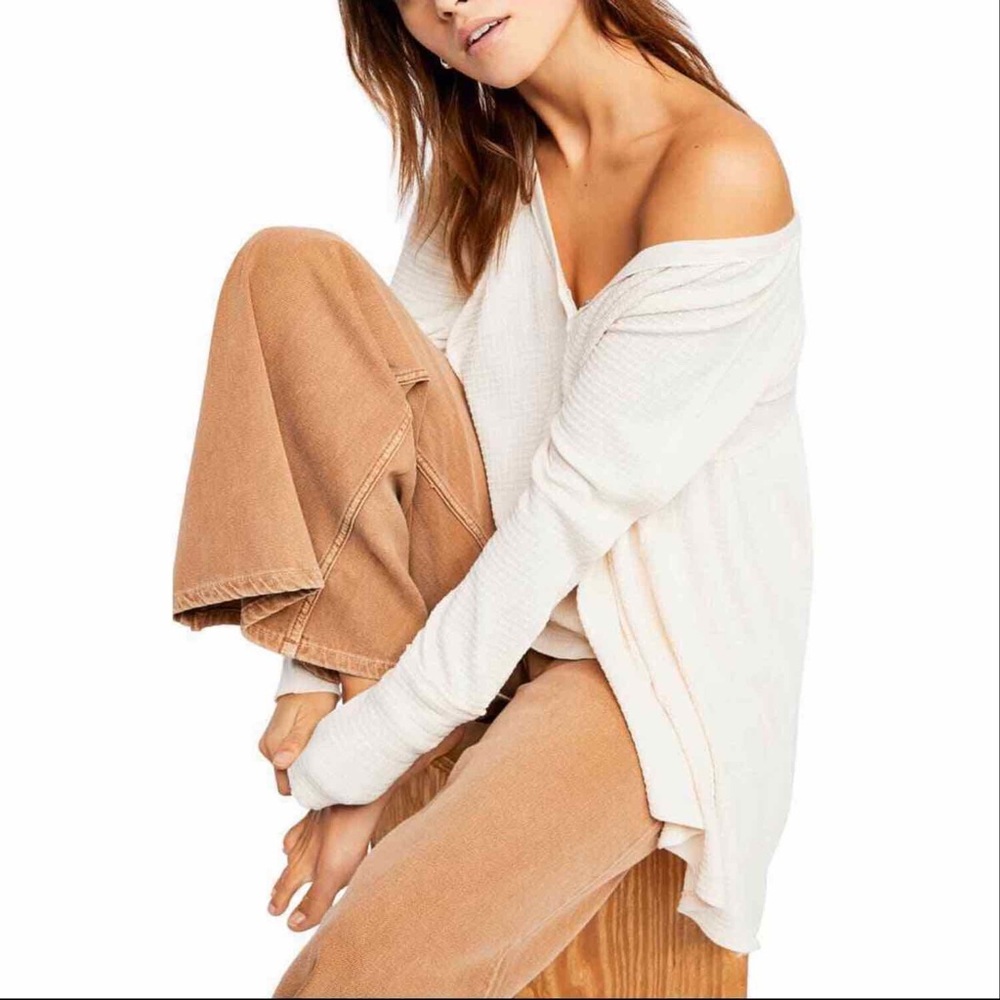Free People Citrine Thermal Henley Top NWT